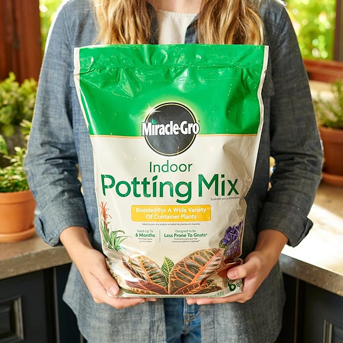 Miracle-Gro Indoor Potting Mix, Blended for a Variety of Houseplants, Feeds for up to 6 Months, 6 qt., 3-Pack