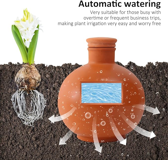 2pcs Ollas 6in-Terracotta Plant Watering Globes Self Watering Planter with Terra Cotta Clay Irrigation Pots Terracotta Watering Pots Large Simple Irrigation Peripheral Water