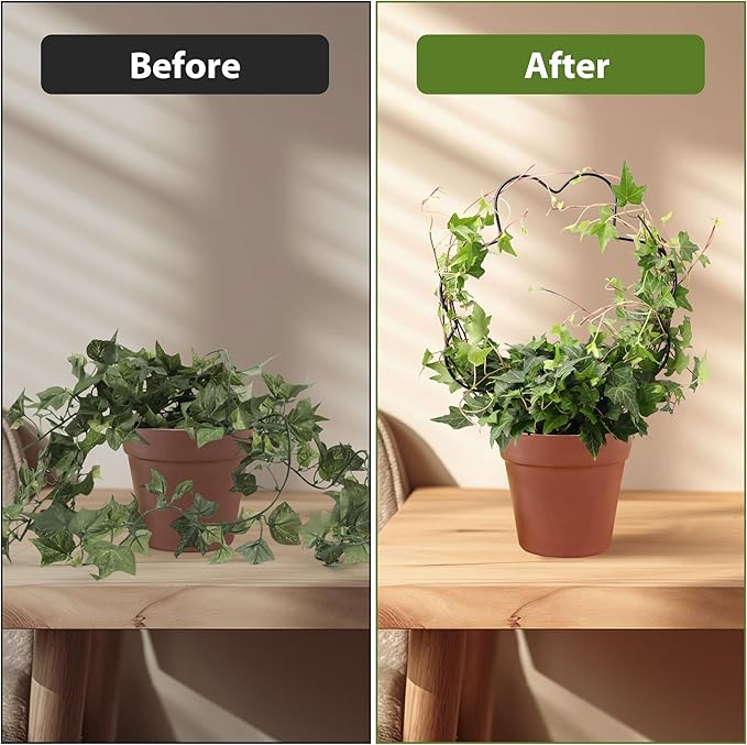 2 Pack Plant Trellis Indoor, 11.2" W x 13.7" H Small Trellis for Potted Plants, Decorative Trellis for Climbing Plants Indoor, Ideal for Vines on Tabletops, Balconies, Gardens and Lawns, Flower-Shaped