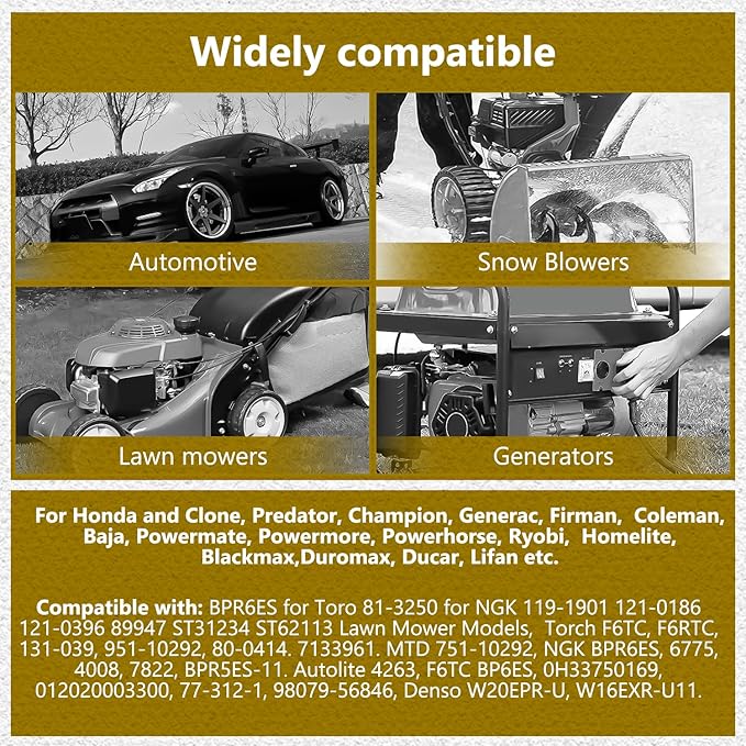 2 Pack Replacement Spark Plug for Toro 81-3250 for NGK BPR6ES 119-1901 121-0186 121-0396 89947 ST31234 ST62113 Lawn Mower Models