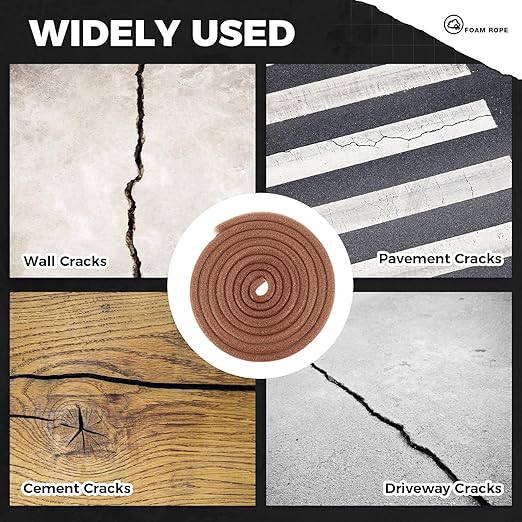 1/2 Inch x 100 ft Foam Backer Rod for Gaps Joints Concrete Crack Filler Caulk Saver Bulk Foam Backing Rod Concrete Filler Rope for Weather Stripping Door Seal (Brown)