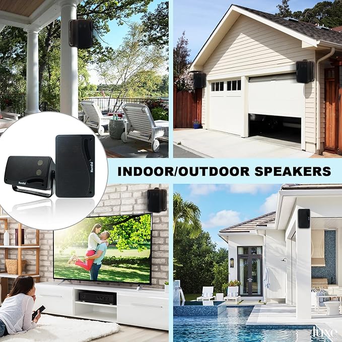 Herdio 3.5 Inch Passive Outdoor Speakers Wired Waterproof, 200W 3 Way Premium Mountable Wall Mount Speakers with Superior Sound, All-Weather Durability, for Patio Marine Boat Garage Indoor(Black Pair)