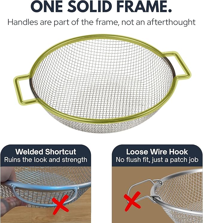 Round Soil Sifter for 5-Gallon Bucket (1/4-inch Mesh), Stainless Steel Garden Sieve with Handles