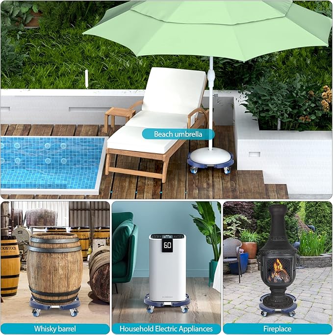 VANCASTLE Plant Caddy with Lockable Wheels Heavy Duty 450lbs Capacity, 15-22 Inch Adjustable Plant Stand with Wheels Rolling base, Plant Dolly for Flower Pot Mover Indoor Outdoor, Blue, 1 Pack