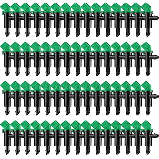 Mudder 60 Pieces Irrigation Drip Emitter Garden Flag Irrigation Dripper, Trees and Shrubs (Green Black)