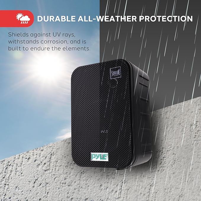 Pyle 2 Way Speaker System Pair - 500W Peak Power 6.5 Inch Passive Weatherproof Wall / Ceiling Mounted - Heavy Duty Universal Mount - Use for Pool, Patio, Indoor, Outdoor (Black)