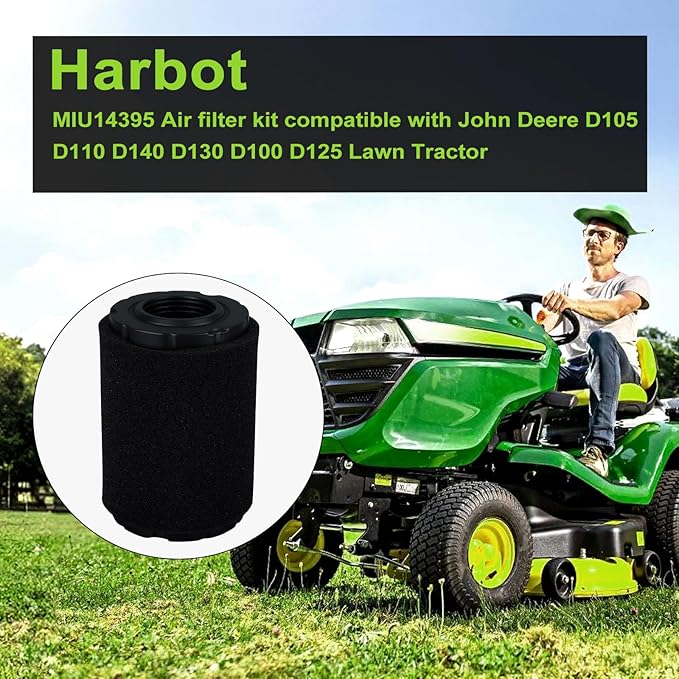 D125 MIU14395 Air Filter for John Deere D100 D105 D125 D130 D140 D110 E140 E130 E100 E120 LA145 LA135 Z255 Z235 X330 Lawn Tractor with Tune Up Kit (Two Cylinder Engine)