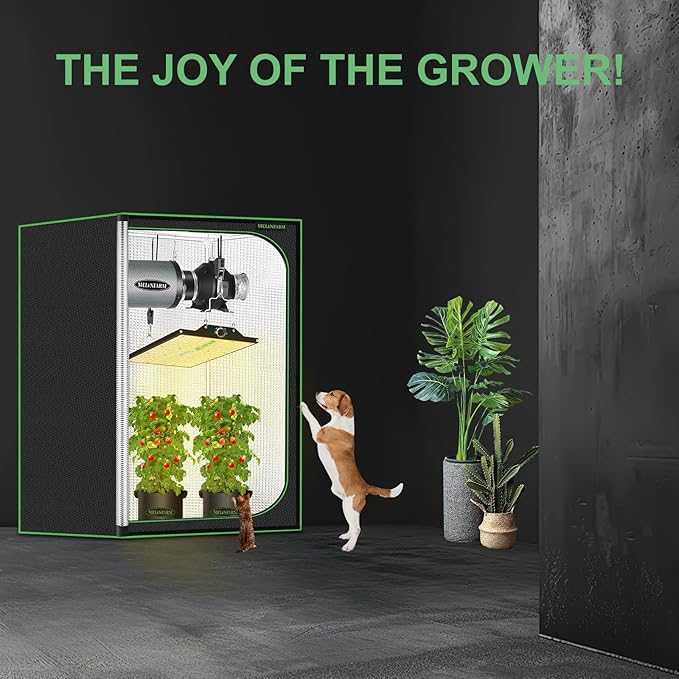 MELONFARM 2x2 Grow Tent, 24"x24"x32" Double Transparent Viewing Door Indoor Grow Tent, Growing Tent with High Reflective Mylar & Floor Tray, Plant Tent for Indoor Hydroponics Growing