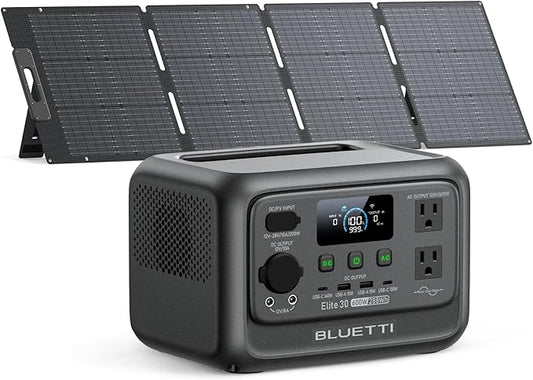 BLUETTI Solar Generator Elite 30 V2 with 200W Solar Panel (Ships Separately), 288Wh LiFePO4 Portable Power Station, 600W AC Outlets (1500W Power Lifting), for Camping, Home Use, Emergency