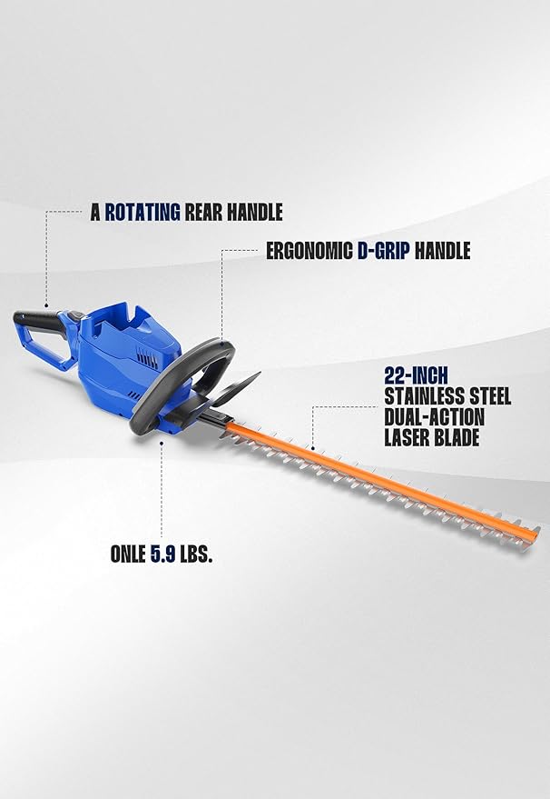 WILD BADGER POWER Hedge Trimmer 40V 2Ah Cordless 22 inch, Tool only.