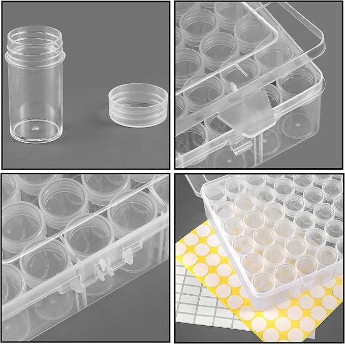 2packs 60 Grids Bead Organizer and Storage Diamond Painting Containers Portable Plastic Case Box Arts Crafts Storage for Seeds Beads Sewing Cosmetic Nail Glitter Powder Small Parts Rhinestones