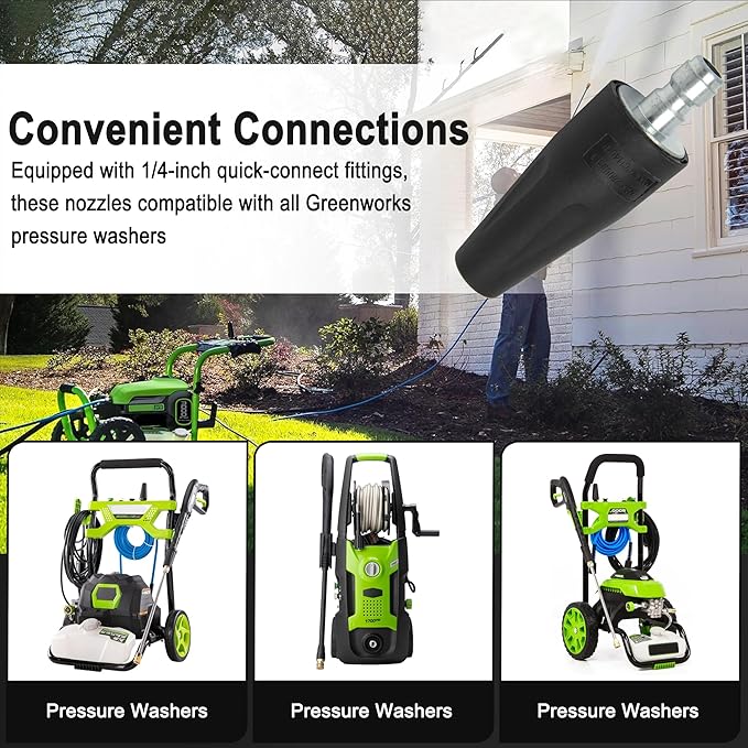 2000 PSI Turbo Nozzle, Replacement for Greenworks 5201402, Compatible with all Greenworks Pressure Washers, 1/4-Inch Quick Connect