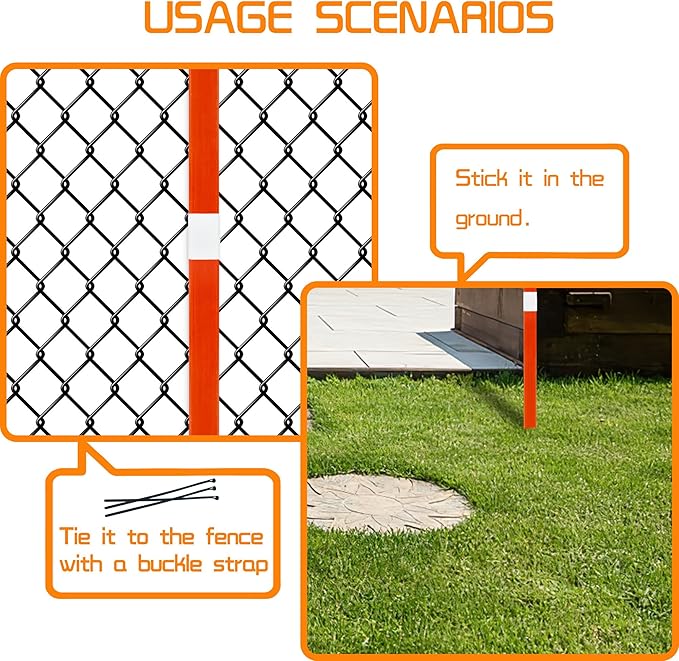 2-Pack Orange Fiberglass Rod Stakes for Yard Signs, 28 Inch Yard Sign Stakes, Suitable for Yard Metal Signs with a Thickness of 7 to 60 mil / 0.2 to 1.5 mm