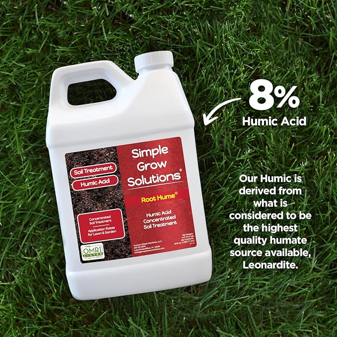 Root Hume- Simple Grow Solutions - Concentrated Humic - Liquid Carbon - Simple Grow Solutions- Natural Lawn & Garden Treatment - Plant Food Enhancer- Turf Grass Soil Conditioner (64 Ounce)