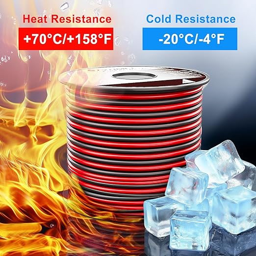 16 Gauge Wire 100FT, 16/2 AWG Red Black Hookup Electrical Wire LED Strips Extension Cord 12V/24V DC Cable, 16AWG 2 Conductors Flexible Wire for in-Home, Autos, Schools use