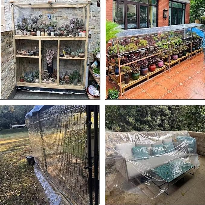 10' x 12' Clear Vinyl Tarp, PVC 14 Mil Tarpaulin, Clear Tarps with Grommets, Duty Heavy Tear Resistant Cover for Camping, Plants Greenhouse, Cars, Patio and Pavilion