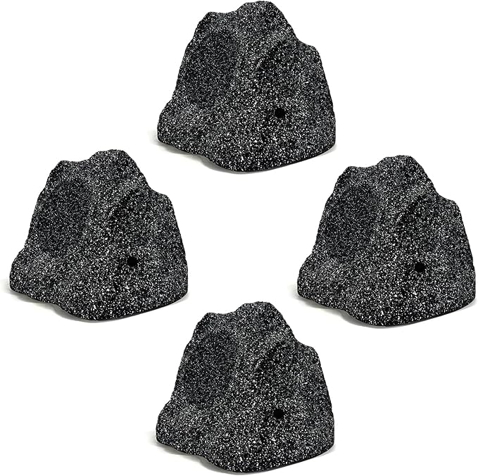 Herdio 8" Outdoor Rock Bluetooth Speakers IPX7 Waterproof Wired Max Power 1200 Watt All Weather for Deck Pool Backyard Patio Garden (2 Pair Black)