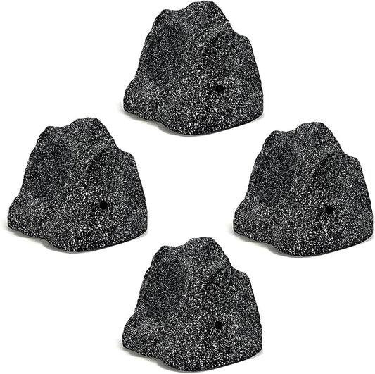 Herdio 8" Outdoor Rock Bluetooth Speakers IPX7 Waterproof Wired Max Power 1200 Watt All Weather for Deck Pool Backyard Patio Garden (2 Pair Black)