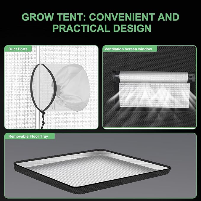 MELONFARM 4x2 Grow Tent, 48"x24"x60" Double Transparent Viewing Door Indoor Grow Tent, Growing Tent with High Reflective Mylar & Floor Tray, Plant Tent for Indoor Hydroponics Growing