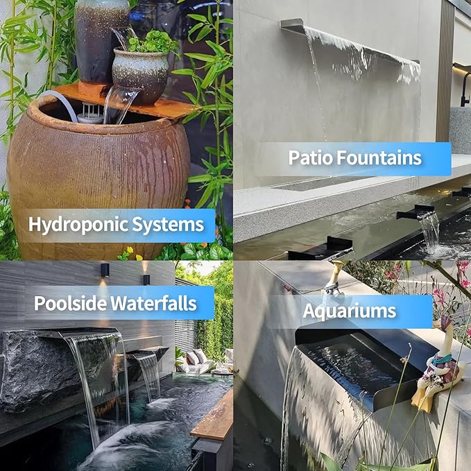 16 Inch Pond Waterfall Spillway Kit with 800GPH Pump, Waterfall for Pond Up to 5000 Gallon Pools, Waterfall Spillways for Garden, Pond, Patio Water Feature, Spillway for Outdoor Waterfall