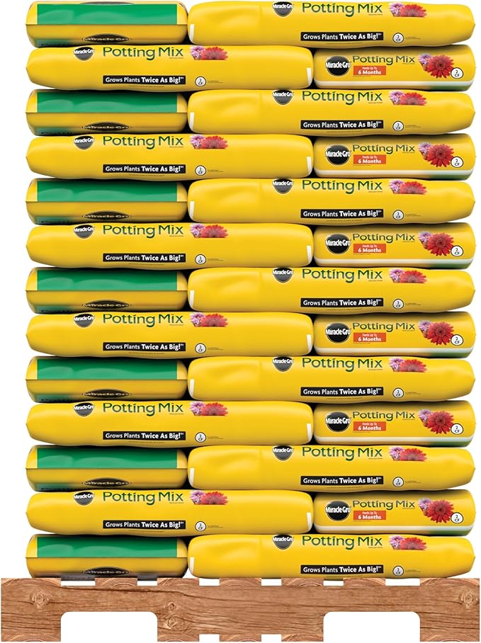 Miracle-Gro Potting Mix Bulk Pallet, for Container Plants, Flowers, Vegetables, Shrubs, Annuals, Perennials, 2 cu. ft. Bags, Pallet of 39