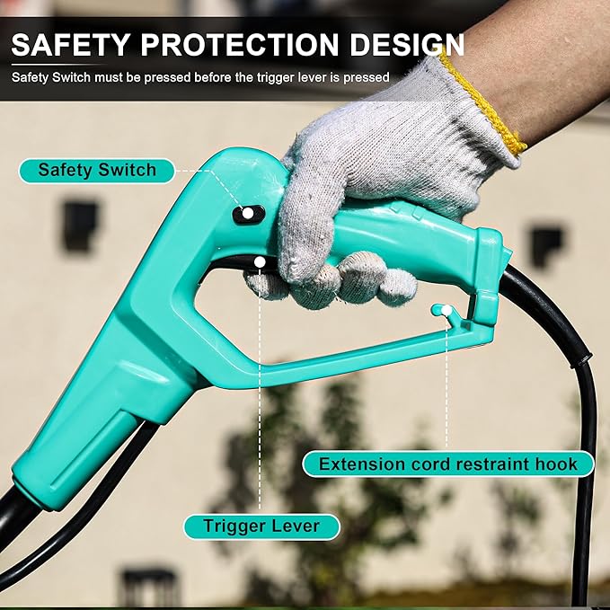 13.5 Amp 12 Inch Electric Tiller/Cultivator with 4 Steel Tines, 8'' Tilling Depth Small Garden Tiller for Gardening, Corded Rototiller with Adjustable Wheels