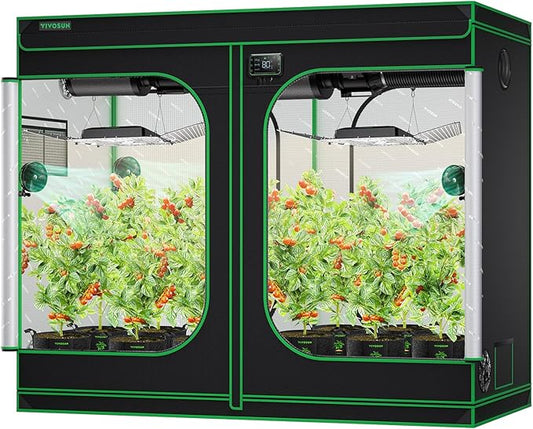 VIVOSUN S848 4x8 Grow Tent, 96"x48"x80" High Reflective Mylar with Observation Window and Floor Tray for Hydroponics Indoor Plant for VS4000/VSF4300