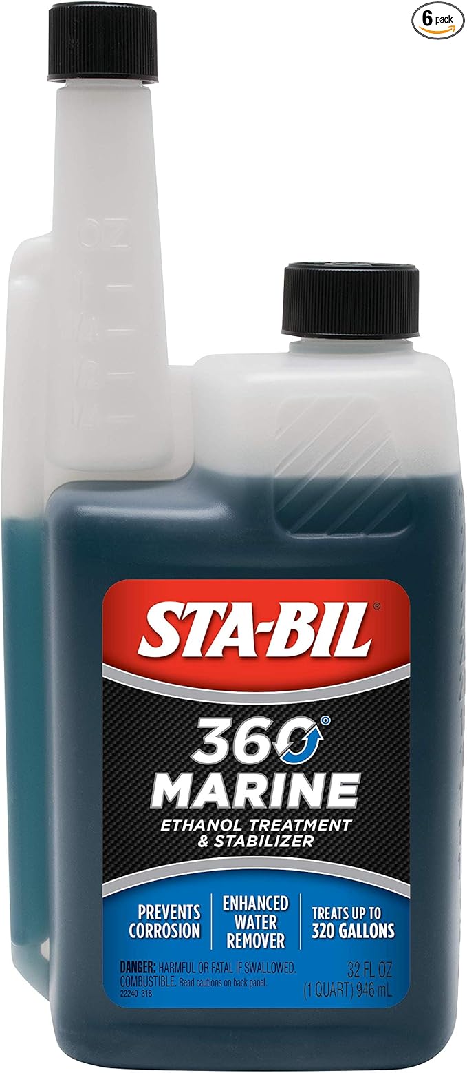 STA-BIL Marine Fuel System Treatment | Full Fuel System Cleaner, Injector Cleaner | Additive for Boats & Watercrafts, In-Season Cleaning & Protection 32oz (6 Pack)