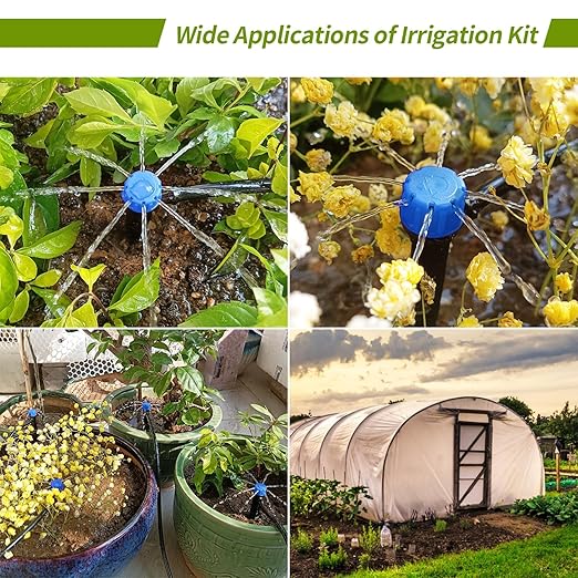 1/4 inch Drip Irrigation Emitters,100 Pcs Drip Emitters for 1/4" Irrigation Tubing Adjustable Water Flow Irrigation Drippers Drip Heads Drip Nozzles for Plants Garden Watering Raised Bed Potted Flower