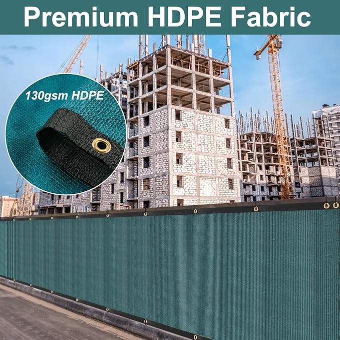 SPORTYOUTH 3ft x 50ft Fence Privacy Screen, Heavy Duty 150 GSM Fencing Mesh Shade Cover Windscreen with Brass Grommets for Outdoor Wall Deck Garden Backyard Porch, Cable Zip Ties Include, Green