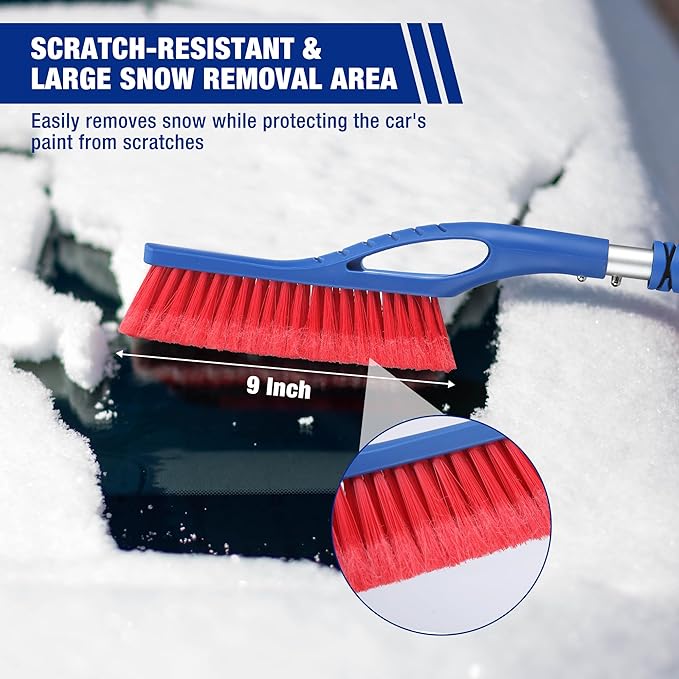 WORKPRO 27" Snow Brush and Ice Scraper for Car Windshield, Car Snow Brush and Ice Scraper with Foam Grip, 2-in-1 Detachable Snow Removal Tool, Storage Bag Included, 2 PC