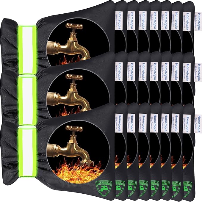 24 Pack Outdoor Faucet Covers for Winter - 6.7"W x 8.3"H Outside Hose Bib Spigot Covers Protector Socks for Winter Freeze Protection Insulation Reusable Waterproof Insulated backflow Cover,Black