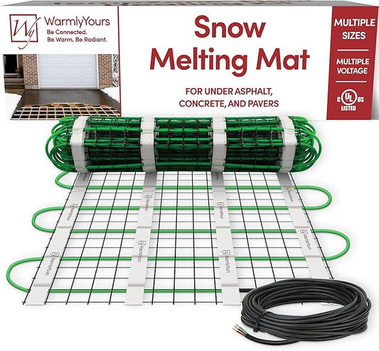 WarmlyYours 3x5 ft. Electric Ice and Snow Melting Mat 120V 750 Watts - Embedded Under Asphalt, Concrete, or Pavers - Radiant Heated Driveway, Walkways, Sidewalks, Patios, Porch, Ramps PowerMat