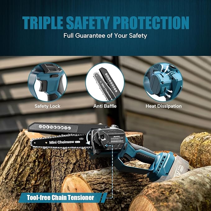 Mini Chainsaw Cordless 6 Inch & 8 Inch for Makita 18V Battery, Brushless Handheld Chain Saw with Oiler Electric Chainsaw for Garden Courtyard Tree Branch Wood Cutting (Battery NOT Included)