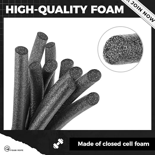 1/2 Inch x 50 ft Foam Backer Rod for Gaps Joints Concrete Crack Filler Caulk Saver Bulk Foam Backing Rod Concrete Filler Rope for Weather Stripping Door Seal (Black)