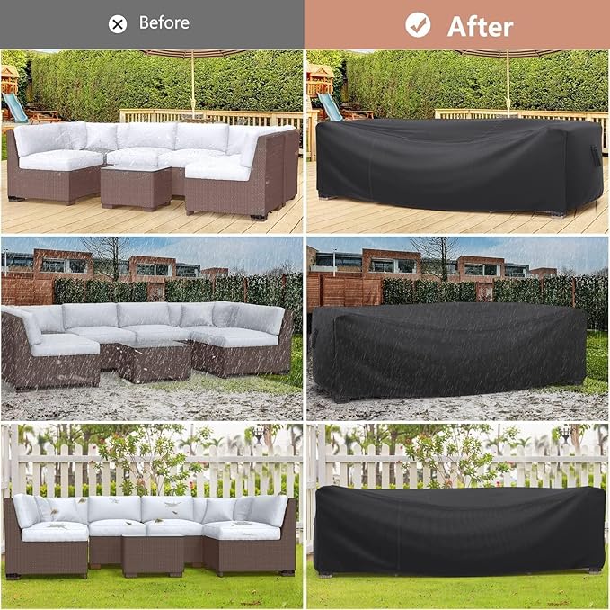 Mrrihand Patio Furniture Set Cover Waterproof, Outdoor Sectional Sofa Set Cover Heavy Duty 600D Table and Chair Set Cover 76" L×76" W×28" H