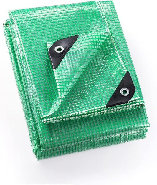 GUARD SHIELD Clear Green Tarp Heavy Duty 12x12 Feet Waterproof for Greenhouse Outdoor Garden Poly Cover UV Resistant 3x3 Weave 10mil