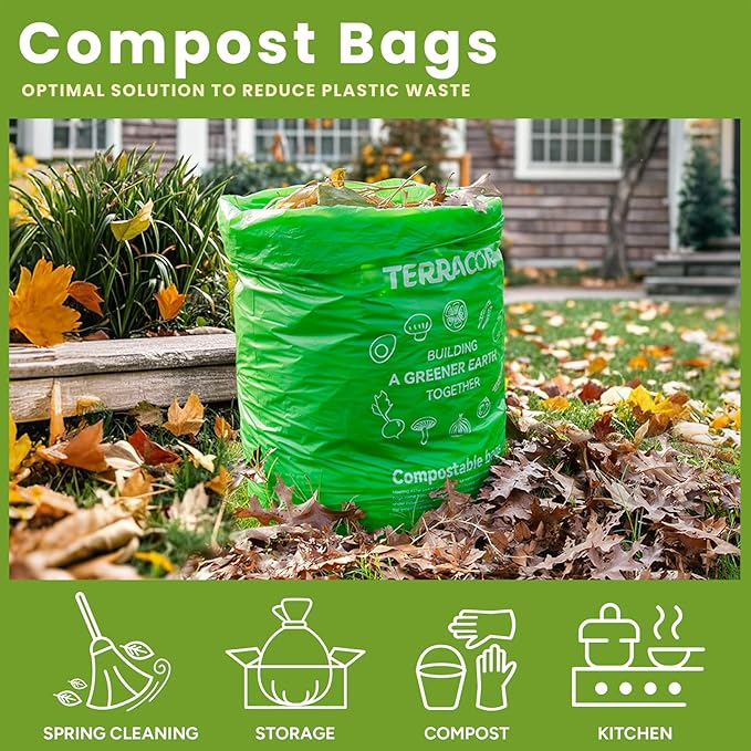 13 Gallon Compostable Trash Bags,50 Count, Heavy Duty Tall Kitchen Food Scrap Waste Bag,Certified BPI and ASTM D6400 Standard