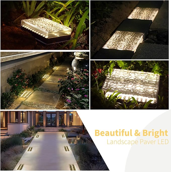 Solar Paver Outdoor Lights, 6x9 Recessed Brick Light, Heavy Duty IP67 Waterproof LED, Landscape Lighting for Ground, Pool, Garden, Driveway (Warm White, 6Pack)