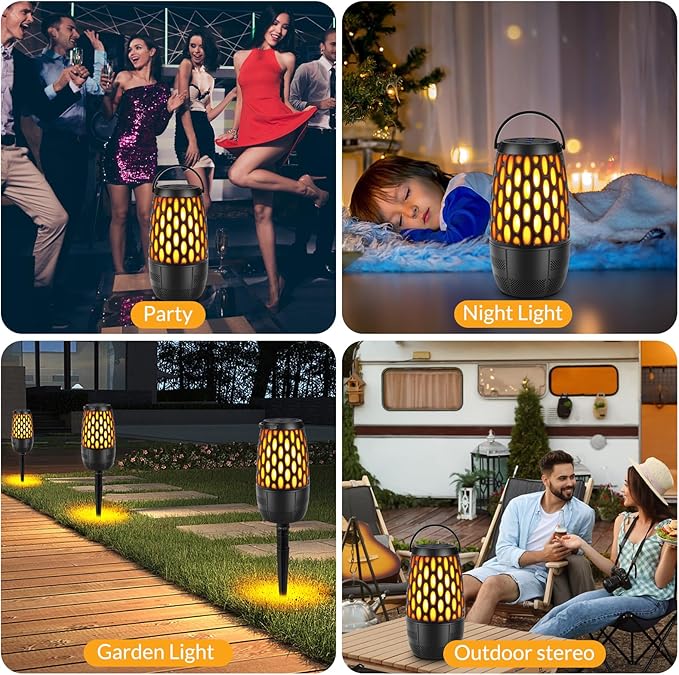Outdoor Speakers with Lights, Mens Gifts for Birthday,Waterproof Portable Bluetooth Speaker,HD Stereo Sound, Multi-Sync up to 100 Speakers Auto-Pairing for Patio/Pool/Camping Cool Gadgets 2 Pack