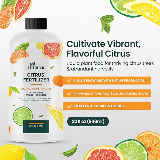 32oz Citrus Fertilizer - Makes 32 Gallons of 2-in-1 Citrus Tree Fertilizer for Lemon Trees Live Plants & More, 4-3-6 NPK Tree Food with Macronutrients + Micronutrients for Growth and Juicy Fruits
