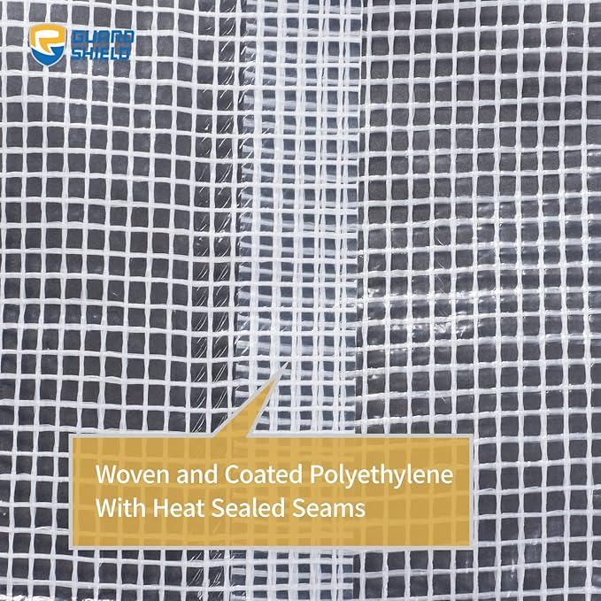 GUARD SHIELD Clear White Tarp Heavy Duty 10x10 Feet Waterproof for Greenhouse Outdoor Garden Poly Cover UV Resistant 3x3 Weave 10mil