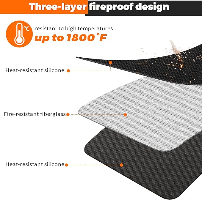 20" Tabletop Fire Pit Mat for Solo Stove Mesa XL, Easy Clean Small BBQ Mat for Outdoor BBQ， Reusable Waterproof Pad， Three-Layer Fireproof and Heat-Resistant Barbecue Mat for Tabletop Fire Pit