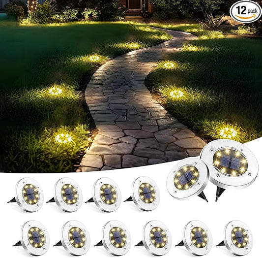 SOLPEX Solar Lights Outdoor Waterproof, 12 Pack Solar Ground Lights, Solar Garden Lights Landscape Lighting for Pathway Driveway Patio Backyard Walkway (Warm White)