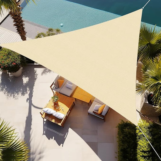 Shade&Beyond Sun Shade Sail Breathable UV Block Outdoor Covering Cloth for Backyard, Pool, 10'X12'X15.6', Cream (Customized Available)