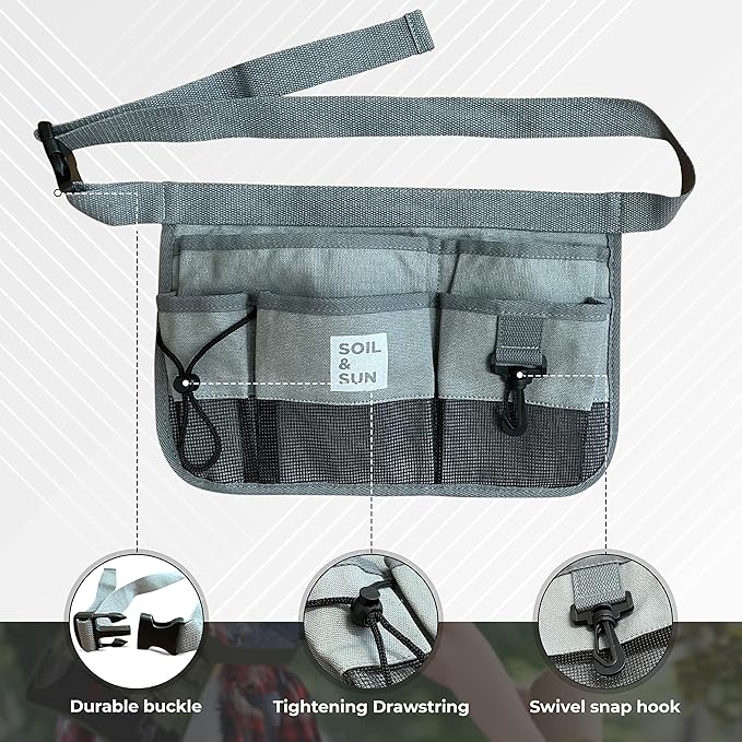 Soil & Sun Garden Tool Belt for Women, Tool Apron, Utility Belt Women, Teacher, Canvas Waist Apron with Pockets,Garden Aprons