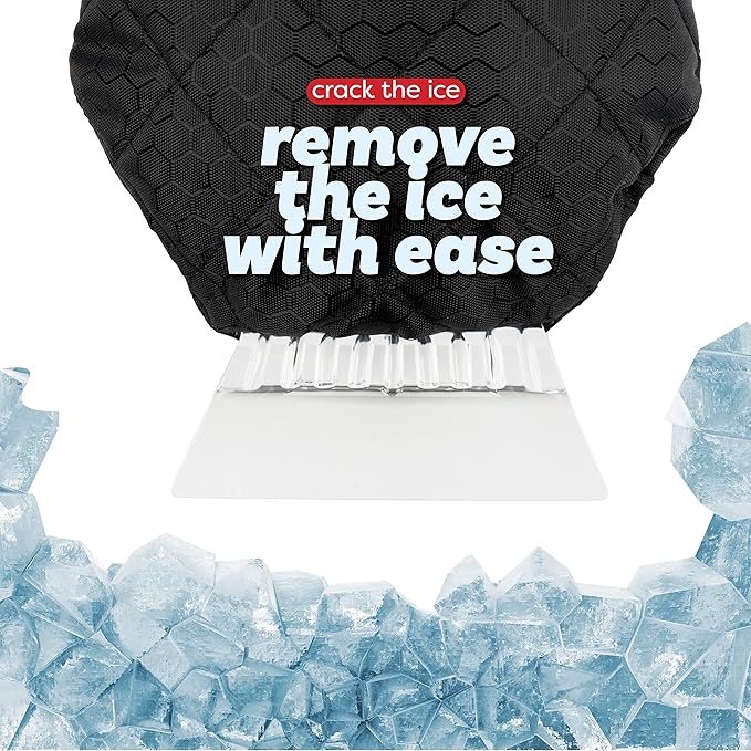 SCRUBIT [3 Pack Ice Scraper with Glove - Car Windshield Scraper for Ice and Snow w/Fleece Mitt - Scrape and Remove Snow While Staying Warm - Waterproof Car Scraper Snow Brush (Black, Blue, Red)