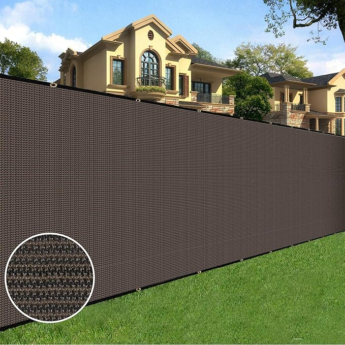 Sunnyglade 6 feet x 150 feet Privacy Screen Fence Heavy Duty Fencing Mesh Shade Net Cover for Wall Garden Yard Backyard (6 ft X 150 ft, Brown)