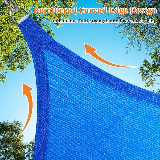 Shade&Beyond Sun Shade Sail Breathable UV Block Outdoor Covering Cloth for Backyard, Pool, 17'X17'X17', Blue (Customized Available)
