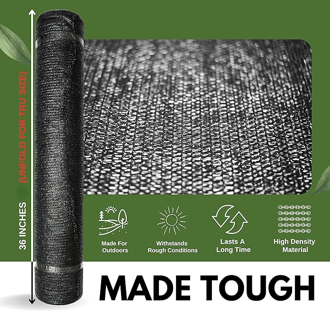 [WindscreenSupplyCo] 60% 5'10'' x 100 FT Eyelets Shade Cloth Roll Sunblock Shade UV Resistant Net for Garden Greenhouse Flower Plant Patio Kennel, Black - PS6160BLKX1